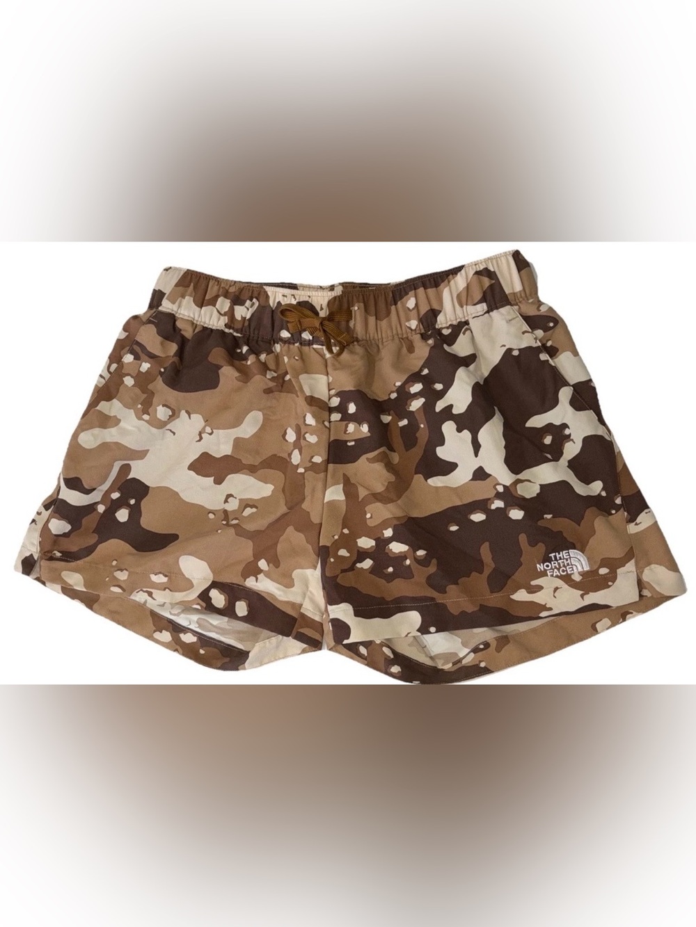 NWOT THE NORTH FACE SMALL CLASS V PATHFINDER PULL ON 3” SHORT LINED TAN CAMO $65